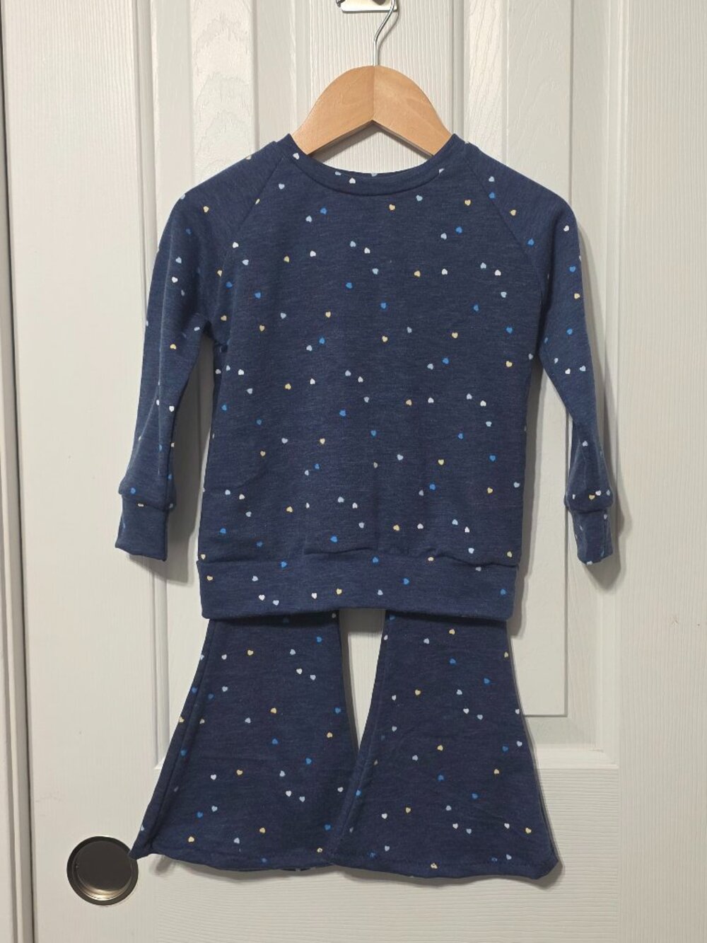 Toddler Girls Heart Sweatsuit, Blue Size 2t
